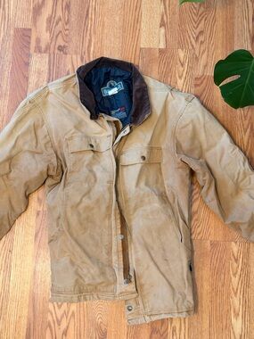 Brown Work Jacket with Corduroy Collar